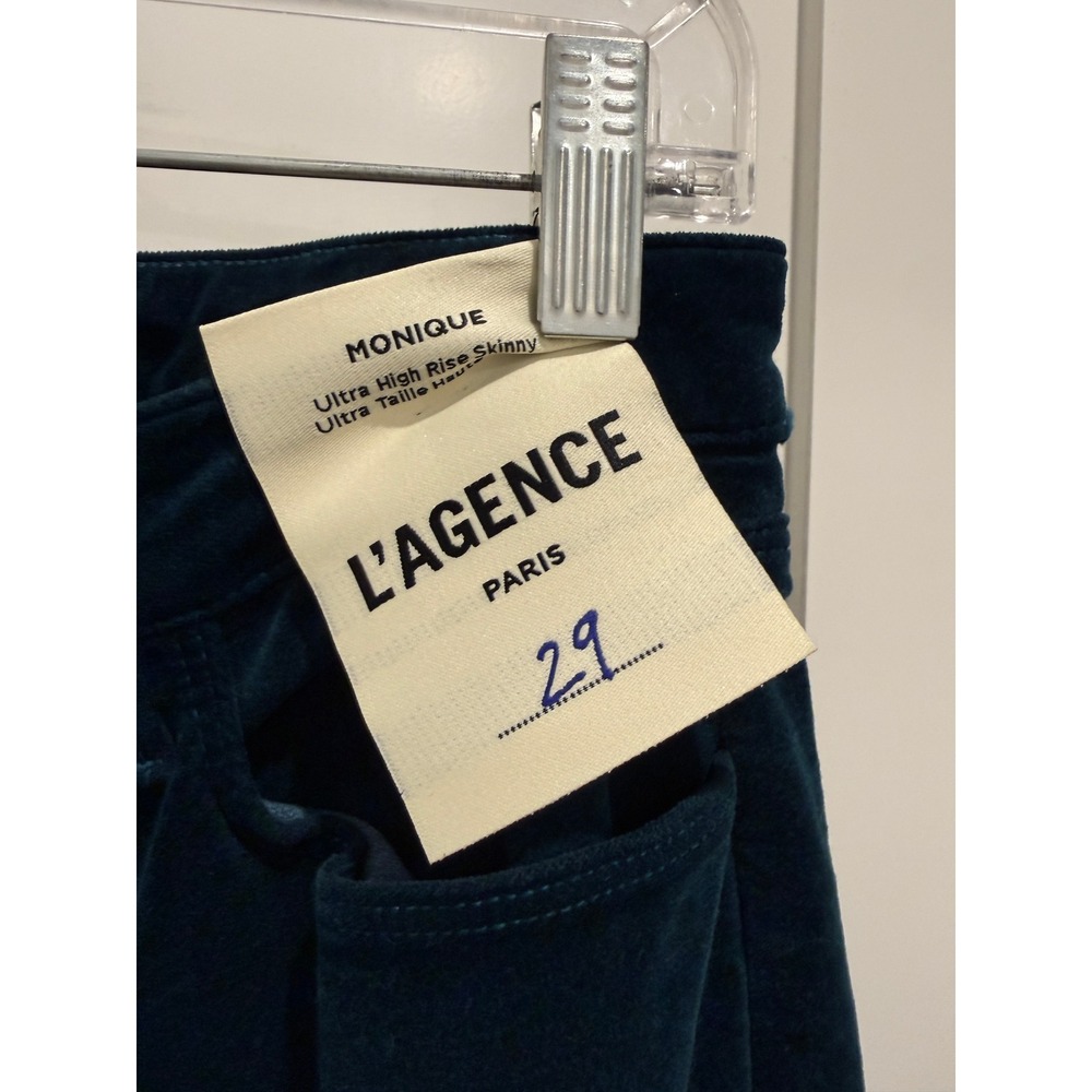 NWT L'AGENCE Monique Dark Navy Velvet Skinny Jeans Size 29 Ultra High Rise - Picture 3 of 8